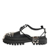 Dolce & Gabbana Black White Studded Men Formal Derby Shoes