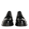 Dolce & Gabbana Black Calfskin Leather Men Derby Dress Shoes