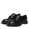 Dolce & Gabbana Black Calfskin Leather Men Derby Dress Shoes