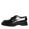 Dolce & Gabbana Black Calfskin Leather Men Derby Dress Shoes