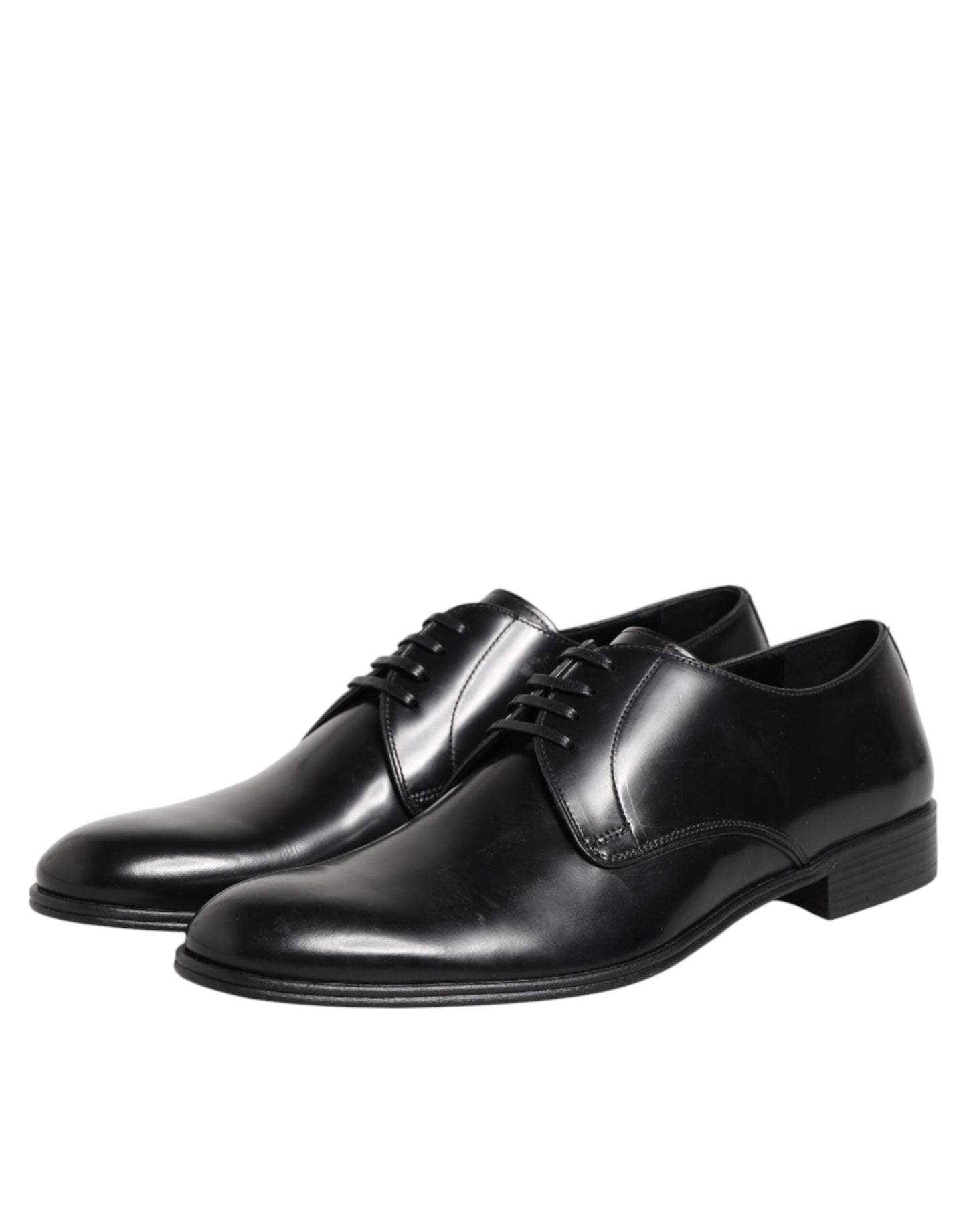 Dolce & Gabbana Black Calfskin Leather Derby Dress Shoes