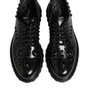 Dolce & Gabbana Black Leather Studded Men Formal Derby  Shoes