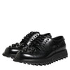 Dolce & Gabbana Black Leather Studded Men Formal Derby  Shoes