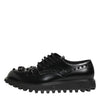 Dolce & Gabbana Black Leather Studded Men Formal Derby  Shoes