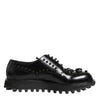 Dolce & Gabbana Black Leather Studded Men Formal Derby  Shoes