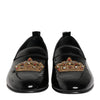 Dolce & Gabbana Black Leather Gold Crown Mens Loafers Shoes