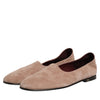 Dolce & Gabbana Beige Leather Suede Slip On Loafers Dress Shoes