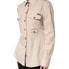 Dolce & Gabbana Beige Collared Long Sleeve Cotton Shirt Top