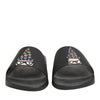 Dolce & Gabbana Black Leather Slides Sandals Beachwear Shoes