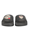 Dolce & Gabbana Black Leather Slides Sandals Beachwear Shoes