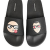 Dolce & Gabbana Black Leather Slides Sandals Beachwear Shoes