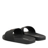 Dolce & Gabbana Black Leather Slides Sandals Beachwear Shoes