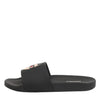 Dolce & Gabbana Black Leather Slides Sandals Beachwear Shoes