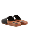 Dolce & Gabbana Black Brown Leather Slides Sandals Shoes