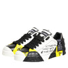 Dolce & Gabbana Multicolor Leather Graffiti Low Top Sneakers Shoes