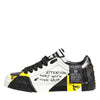Dolce & Gabbana Multicolor Leather Graffiti Low Top Sneakers Shoes