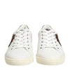 Dolce & Gabbana White Leather Heart Embellished Sneakers Shoes