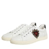 Dolce & Gabbana White Leather Heart Embellished Sneakers Shoes