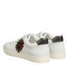 Dolce & Gabbana White Leather Heart Embellished Sneakers Shoes