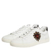 Dolce & Gabbana White Leather Heart Embellished Sneakers Shoes