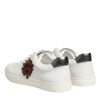 Dolce & Gabbana White Leather Heart Embellished Sneakers Shoes