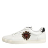 Dolce & Gabbana White Leather Heart Embellished Sneakers Shoes