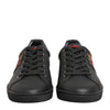 Dolce & Gabbana Black Leather Heart Embellished Sneakers Shoes