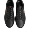 Dolce & Gabbana Black Leather Heart Embellished Sneakers Shoes
