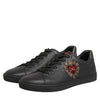 Dolce & Gabbana Black Leather Heart Embellished Sneakers Shoes