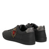 Dolce & Gabbana Black Leather Heart Embellished Sneakers Shoes