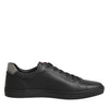 Dolce & Gabbana Black Leather Heart Embellished Sneakers Shoes