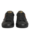 Dolce & Gabbana Black Leather Heart Embellished Sneakers Shoes