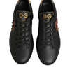 Dolce & Gabbana Black Leather Heart Embellished Sneakers Shoes