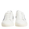 Dolce & Gabbana White Blue Leather Logo Patch Sneakers Shoes