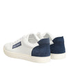 Dolce & Gabbana White Blue Leather Logo Patch Sneakers Shoes