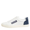 Dolce & Gabbana White Blue Leather Logo Patch Sneakers Shoes