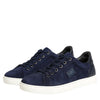 Dolce & Gabbana Blue Leather Suede Low Top Sneakers Shoes