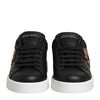 Dolce & Gabbana Black Leather Heart Embellished Sneakers Shoes