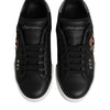 Dolce & Gabbana Black Leather Heart Embellished Sneakers Shoes