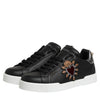 Dolce & Gabbana Black Leather Heart Embellished Sneakers Shoes