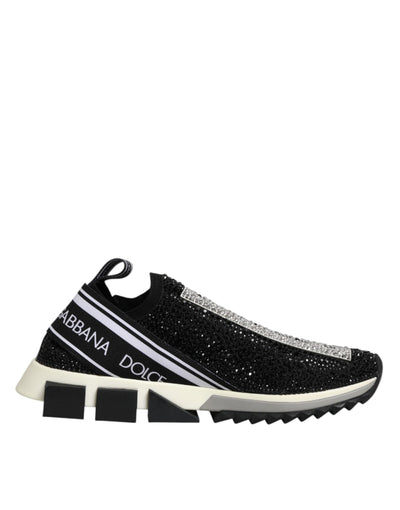 Dolce & Gabbana Black Strass Slip On Men Sorrento Sneakers Shoes