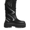 Dolce & Gabbana Black Leather Mid Calf Biker Boots Shoes