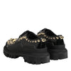 Dolce &amp; Gabbana Derby-Schuhe aus schwarzem Leder mit Schmucksteinen