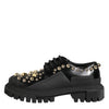 Dolce &amp; Gabbana Derby-Schuhe aus schwarzem Leder mit Schmucksteinen