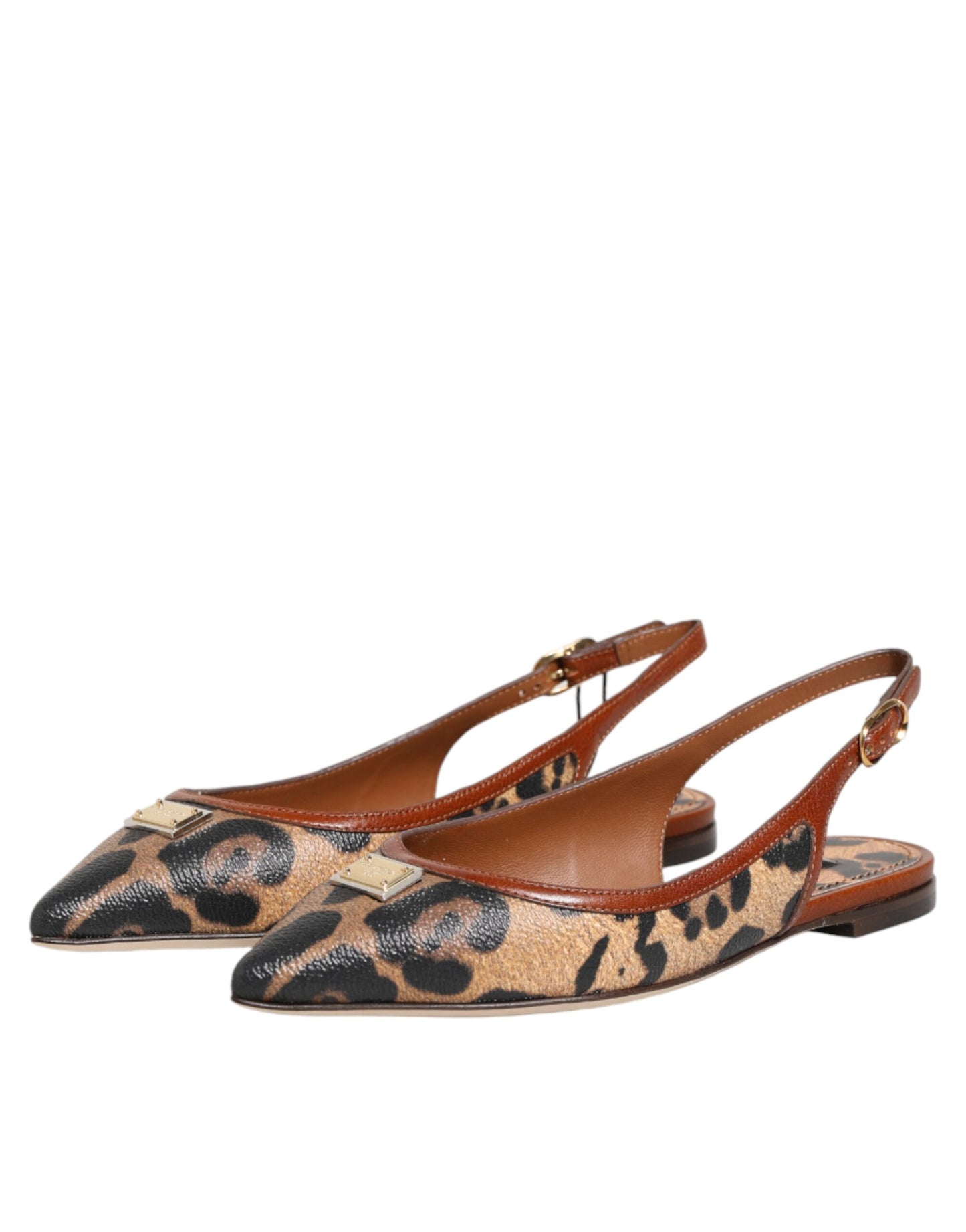 Dolce &amp; Gabbana braune Leoparden-Sandalen mit Fersenriemen