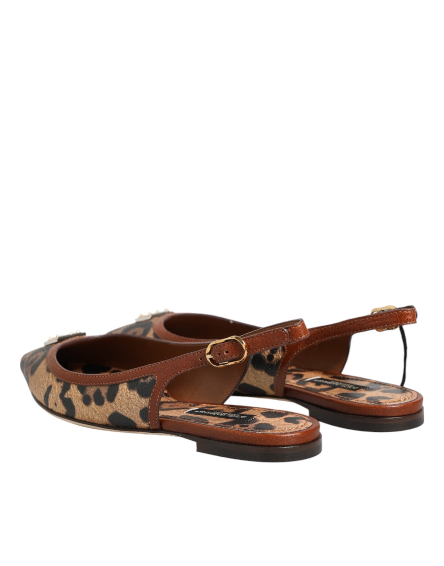 Dolce &amp; Gabbana braune Leoparden-Sandalen mit Fersenriemen