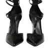 Dolce &amp; Gabbana Schwarze Leder-Sandalen mit T-Riemen und Absatz