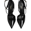 Dolce &amp; Gabbana Schwarze Leder-Sandalen mit T-Riemen und Absatz