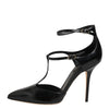 Dolce &amp; Gabbana Schwarze Leder-Sandalen mit T-Riemen und Absatz