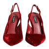 Dolce & Gabbana Red Suede High Heels Slingbacks Sandals Shoes